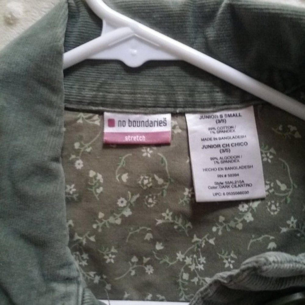 corduroy green stretch button up blazer - Picture 3 of 4